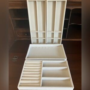 Velvet stackable jewelry organizer trays, set of four